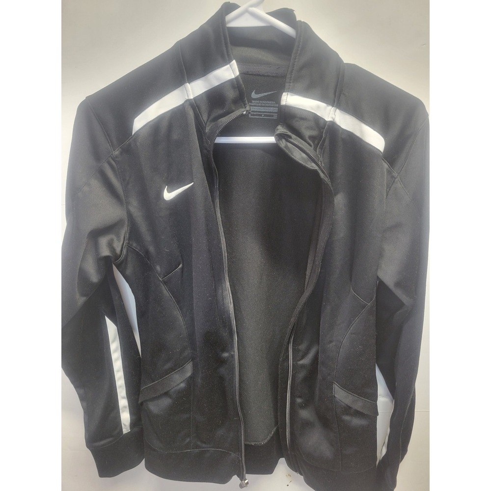 Nike Womens Track Jacket Black White Stripe‎ Full Zip Mock Neck Small S
